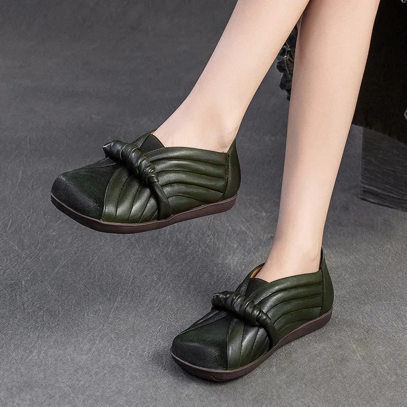 Women Retro Soft Leather Flat Casual Shoes