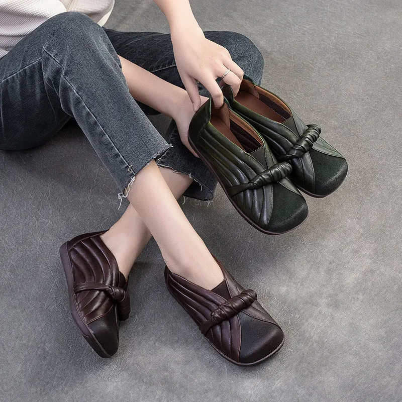 Women Retro Soft Leather Flat Casual Shoes