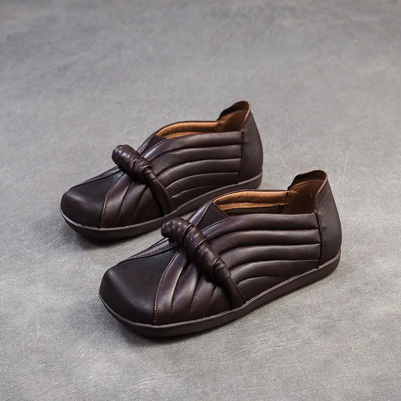 Women Retro Soft Leather Flat Casual Shoes