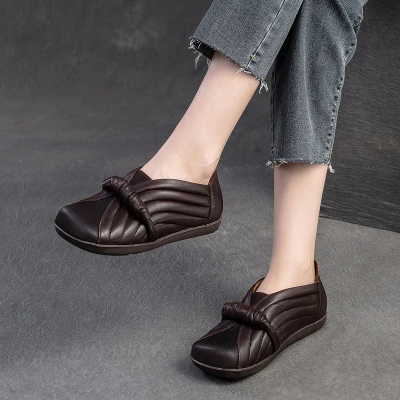 Women Retro Soft Leather Flat Casual Shoes