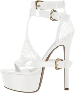 Women's Ankle Strap Platforms - Thin Heel Buckle Summer Sandals
