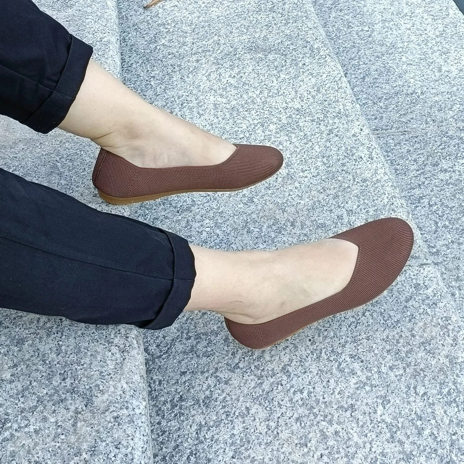 Women's Ballet Flat Dressy Casual Knit Shoes Round Toe Women Mesh Flats