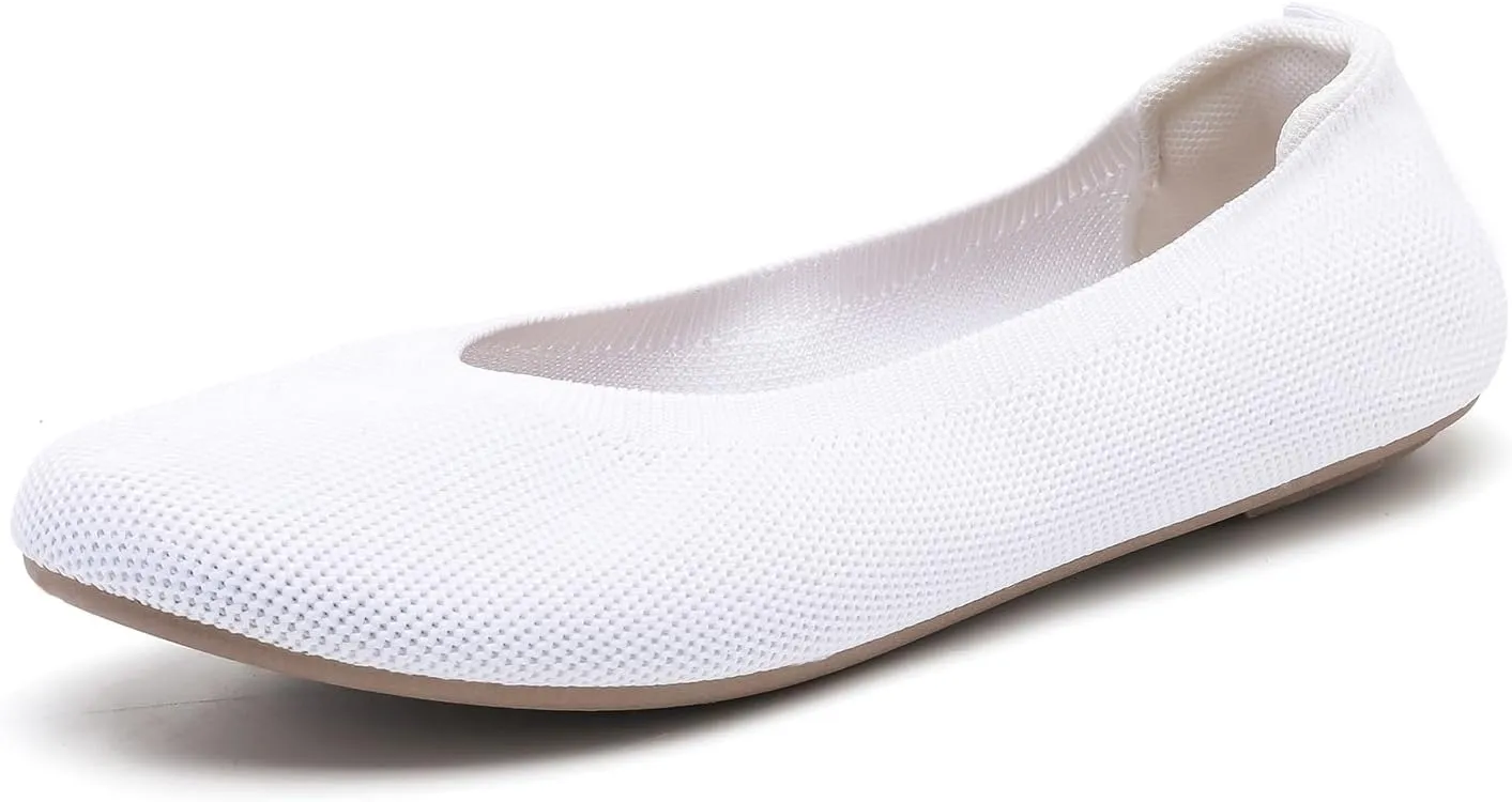Women's Ballet Flats Dress Shoes for Women, Women Classic Round Toe Slip On Flat Walking Shoes, Women Casual Comfortable Soft Knit Black Leopard Flats Shoes
