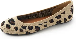 Women's Ballet Flats Soft Knit Lightweight Round Toe Slip On Comfort Ballerina Flat Shoes for Walking Low Wedge Soft