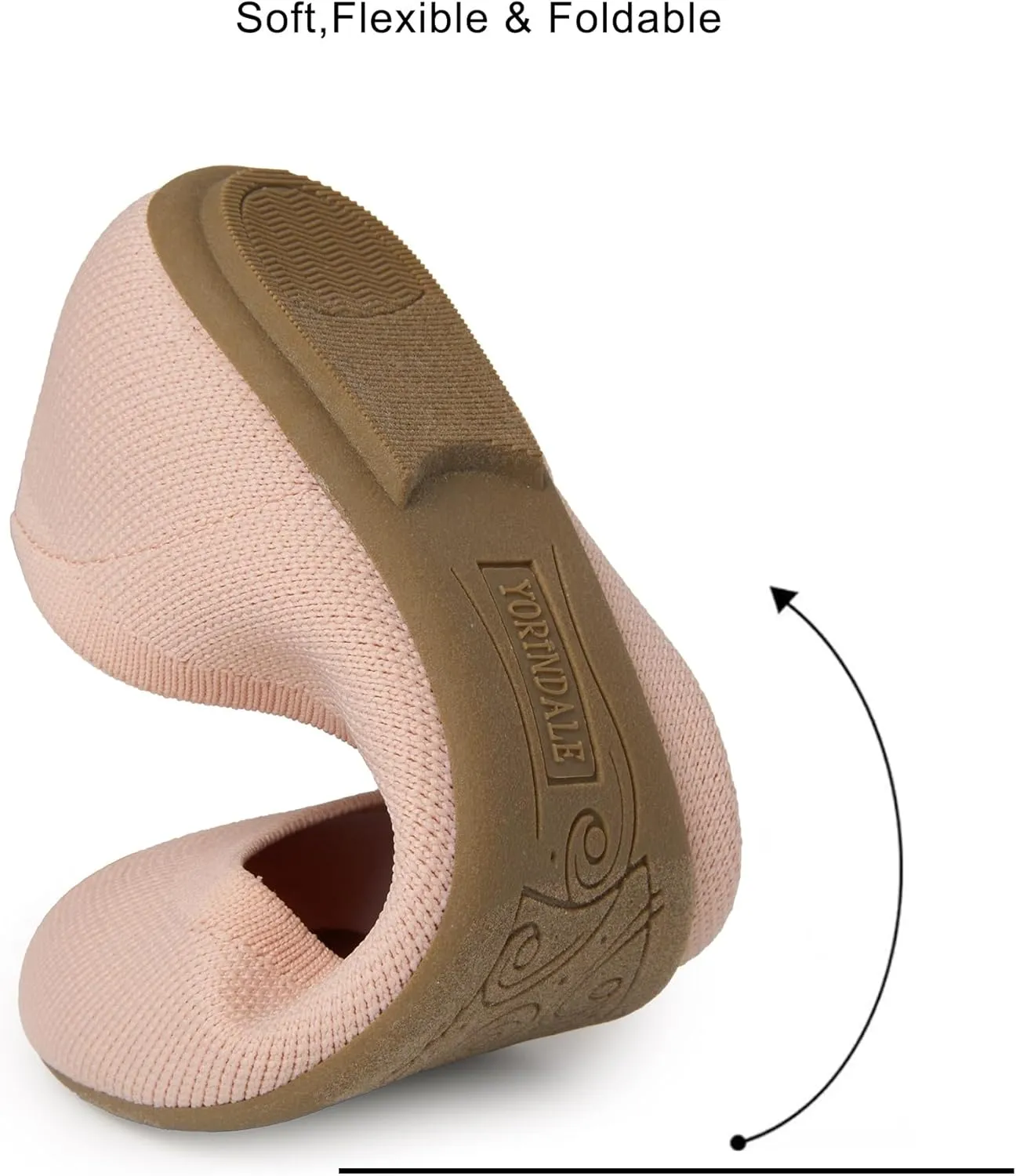 Women's Ballet Flats Soft Knit Lightweight Round Toe Slip On Comfort Ballerina Flat Shoes for Walking Low Wedge Soft