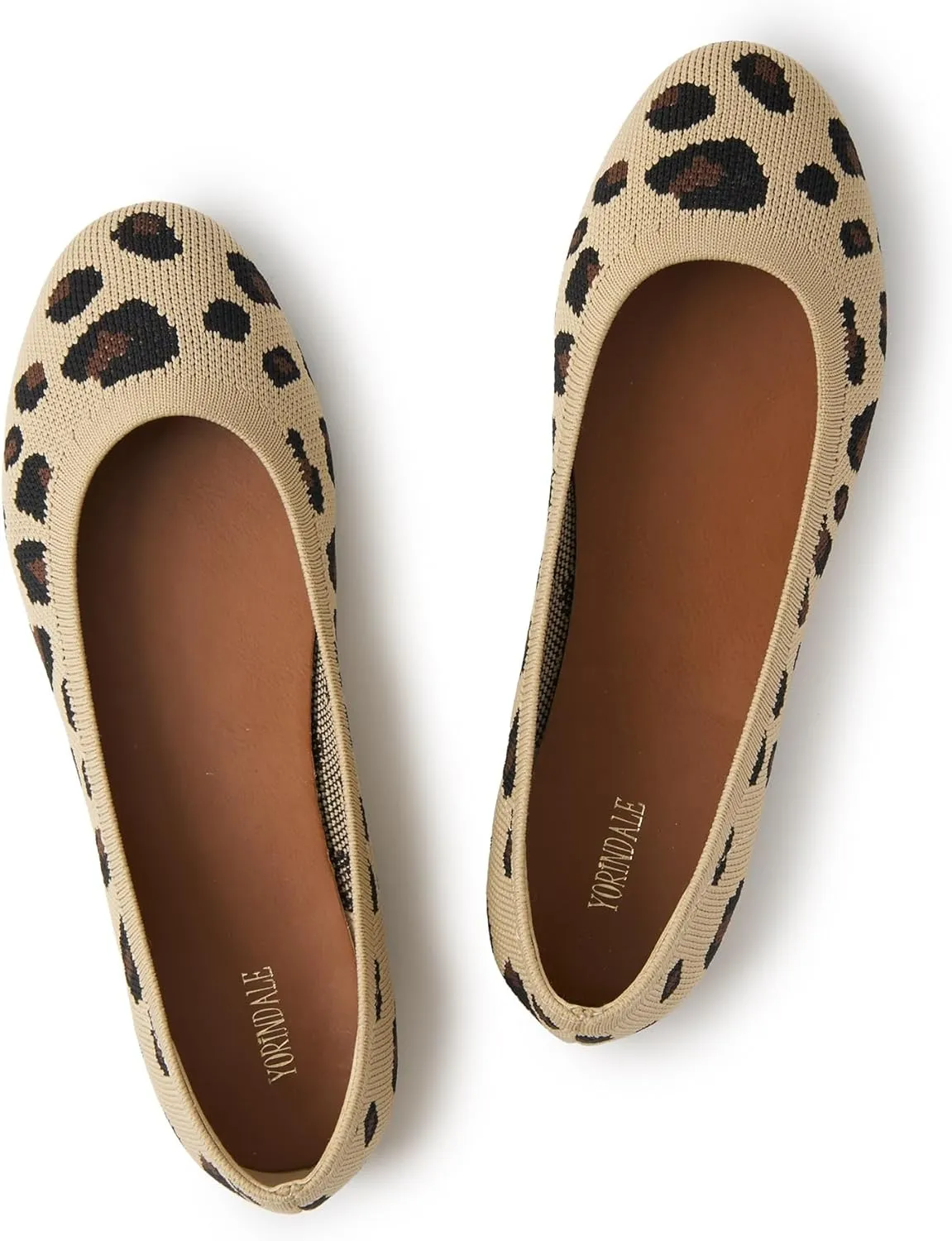Women's Ballet Flats Soft Knit Lightweight Round Toe Slip On Comfort Ballerina Flat Shoes for Walking Low Wedge Soft