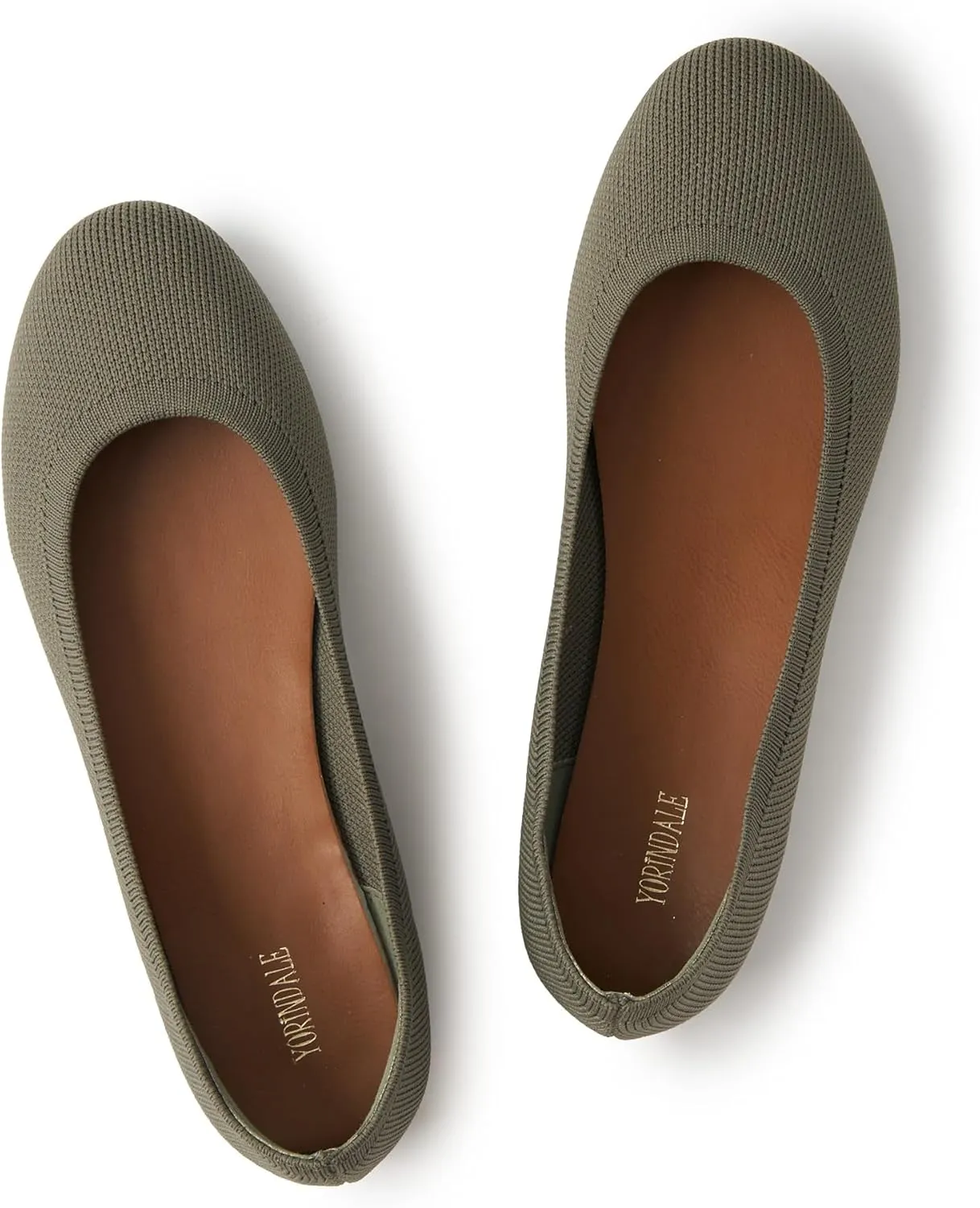 Women's Ballet Flats Soft Knit Lightweight Round Toe Slip On Comfort Ballerina Flat Shoes for Walking Low Wedge Soft