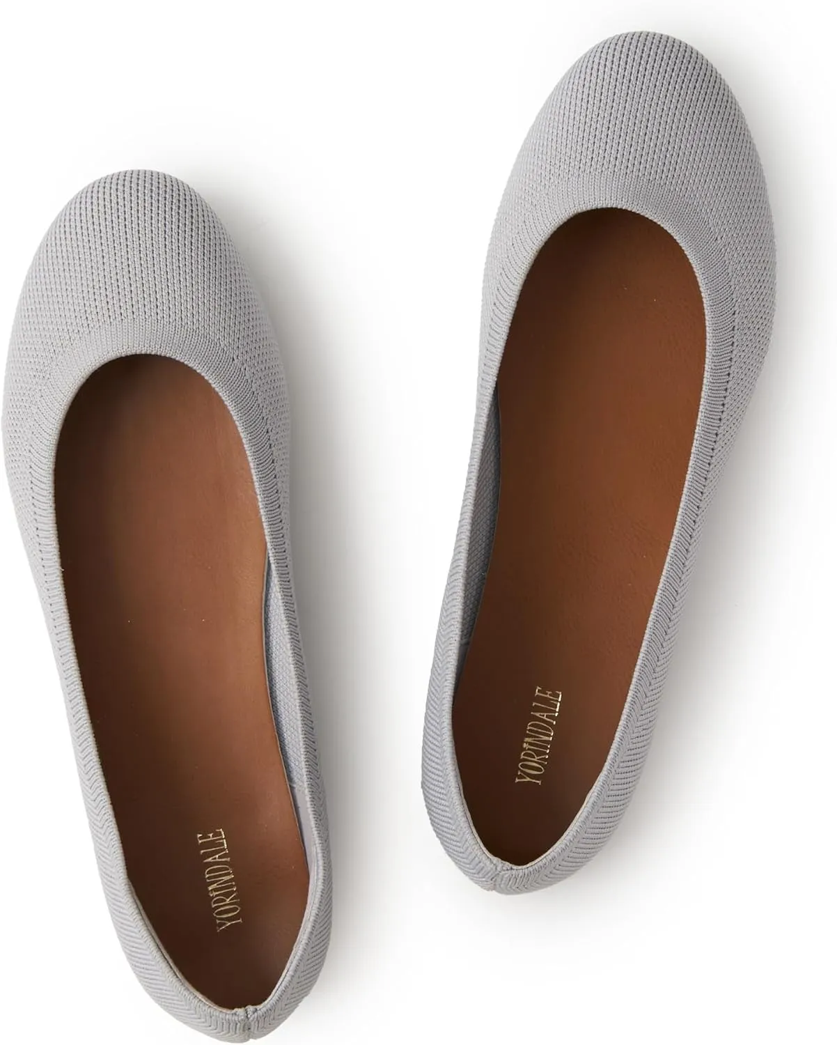 Women's Ballet Flats Soft Knit Lightweight Round Toe Slip On Comfort Ballerina Flat Shoes for Walking Low Wedge Soft