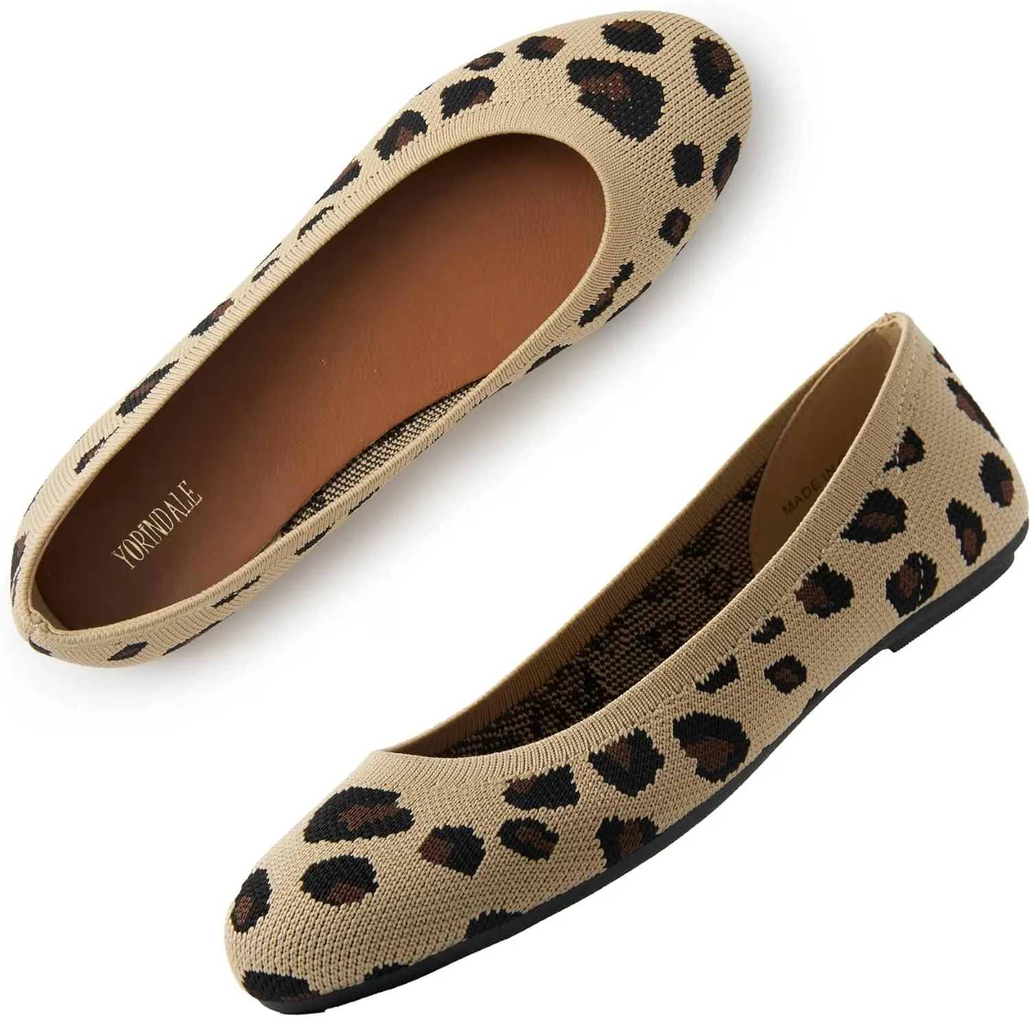 Women's Ballet Flats Soft Knit Lightweight Round Toe Slip On Comfort Ballerina Flat Shoes for Walking Low Wedge Soft