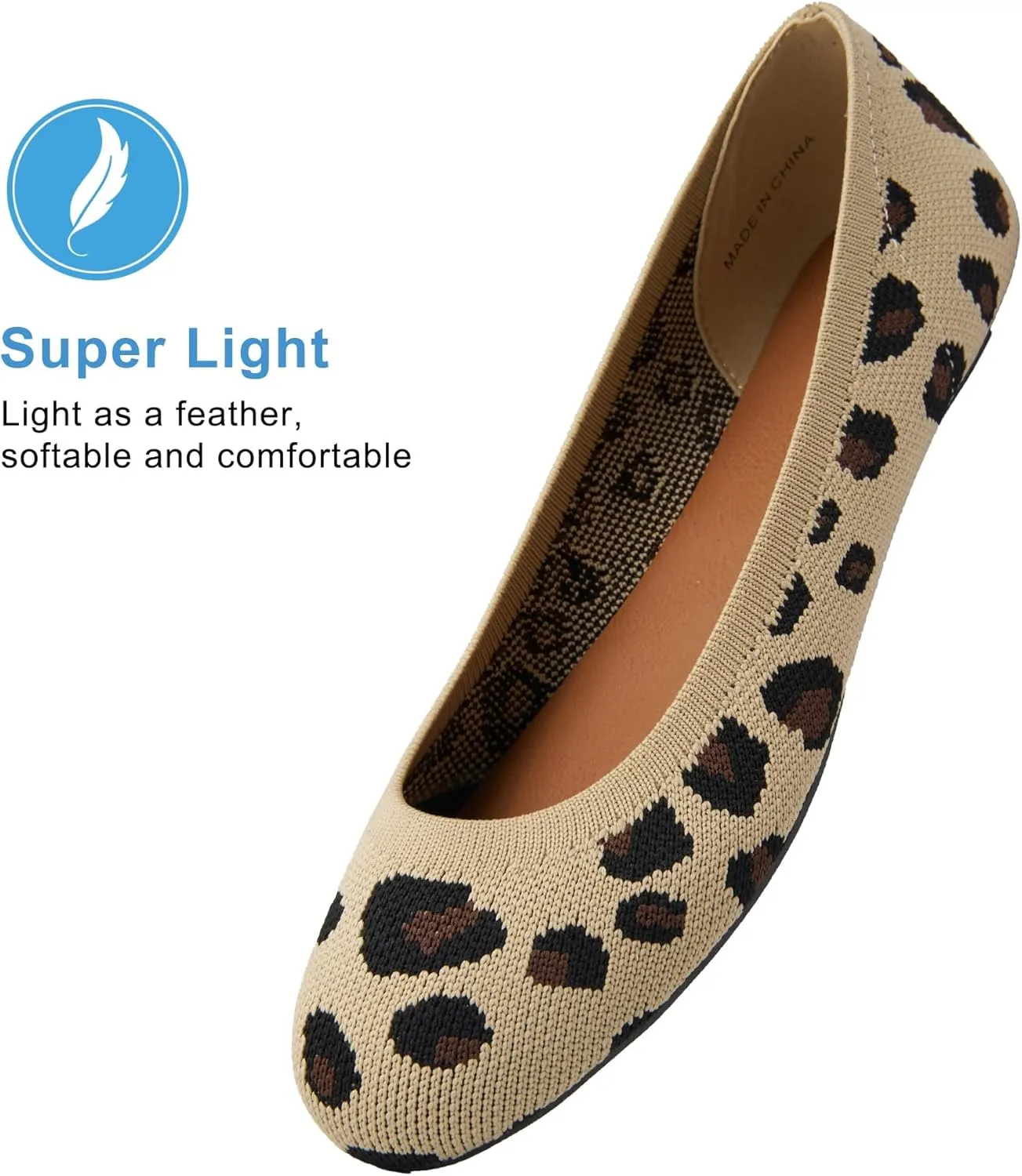 Women's Ballet Flats Soft Knit Lightweight Round Toe Slip On Comfort Ballerina Flat Shoes for Walking Low Wedge Soft