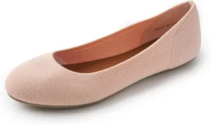 Women's Ballet Flats Soft Knit Lightweight Round Toe Slip On Comfort Ballerina Flat Shoes for Walking Low Wedge Soft