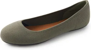 Women's Ballet Flats Soft Knit Lightweight Round Toe Slip On Comfort Ballerina Flat Shoes for Walking Low Wedge Soft
