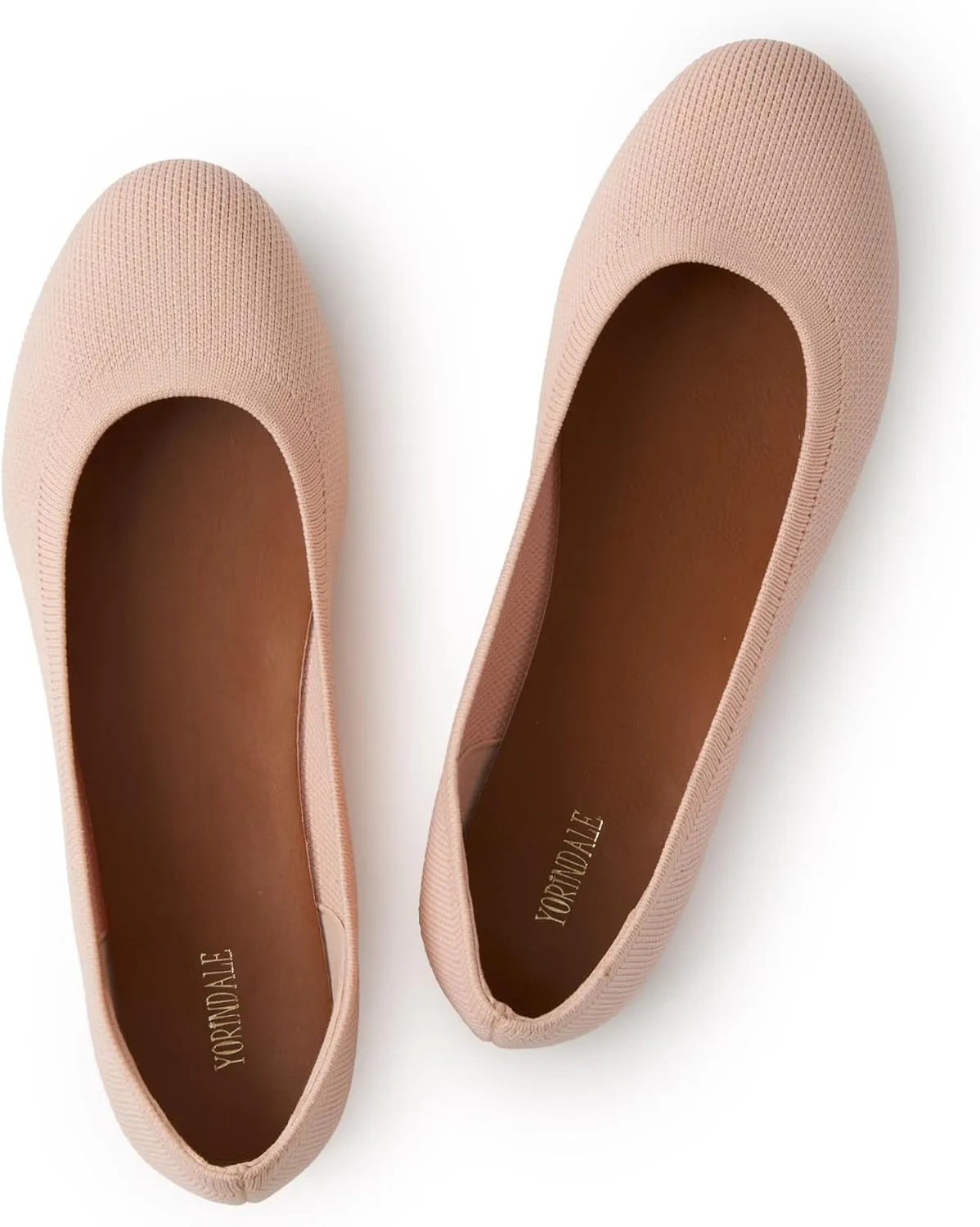 Women's Ballet Flats Soft Knit Lightweight Round Toe Slip On Comfort Ballerina Flat Shoes for Walking Low Wedge Soft