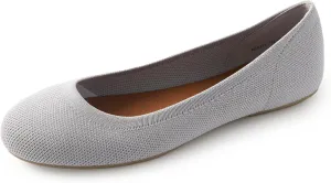 Women's Ballet Flats Soft Knit Lightweight Round Toe Slip On Comfort Ballerina Flat Shoes for Walking Low Wedge Soft