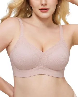 Womens Bras Lace Wireless Seamless Padded Full Coverage Soft Comfort No Underwire Wirefree Push Up Support Bralette