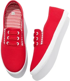 Women's Canvas Slip on Sneakers Casual Slip on Walking Shoes Womens Tennis Shoes Flat Dress Shoes Non Slip Work Shoes