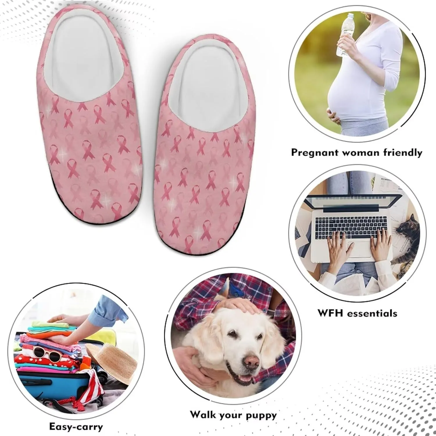 Women's Cotton Slipper Warm Cozy Breathable Fuzzy Winter Slipper Furry Non-Slip Plush House Slipper for Women US 4-12