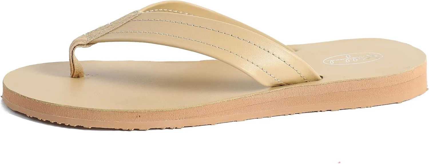 Womens Flip Flops Comfortable Beach Slides Leather Thongs Slippers Flat Comfy Casual Thin Strap Sandals