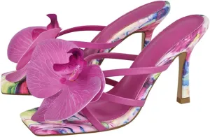 Women's Flower Ankle Strap Sandals - Square Toe 9cm Thin Heels
