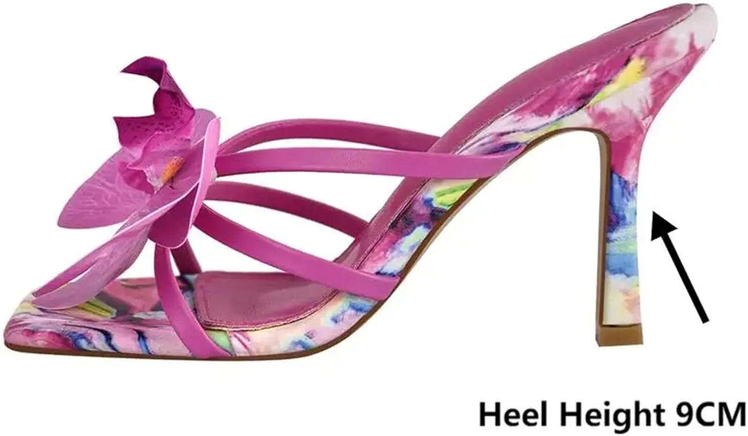 Women's Flower Ankle Strap Sandals - Square Toe 9cm Thin Heels