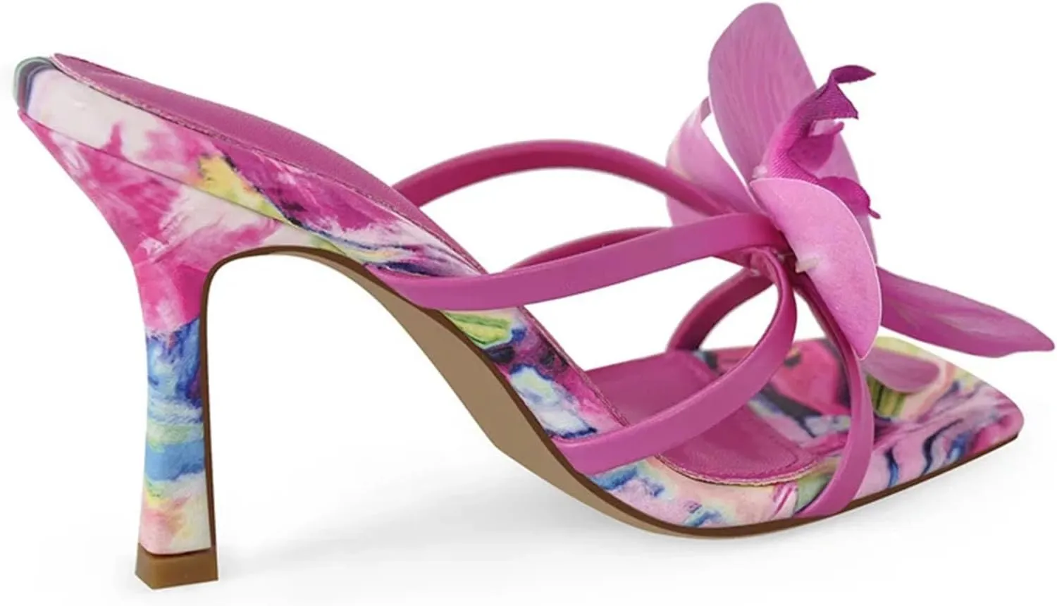 Women's Flower Ankle Strap Sandals - Square Toe 9cm Thin Heels