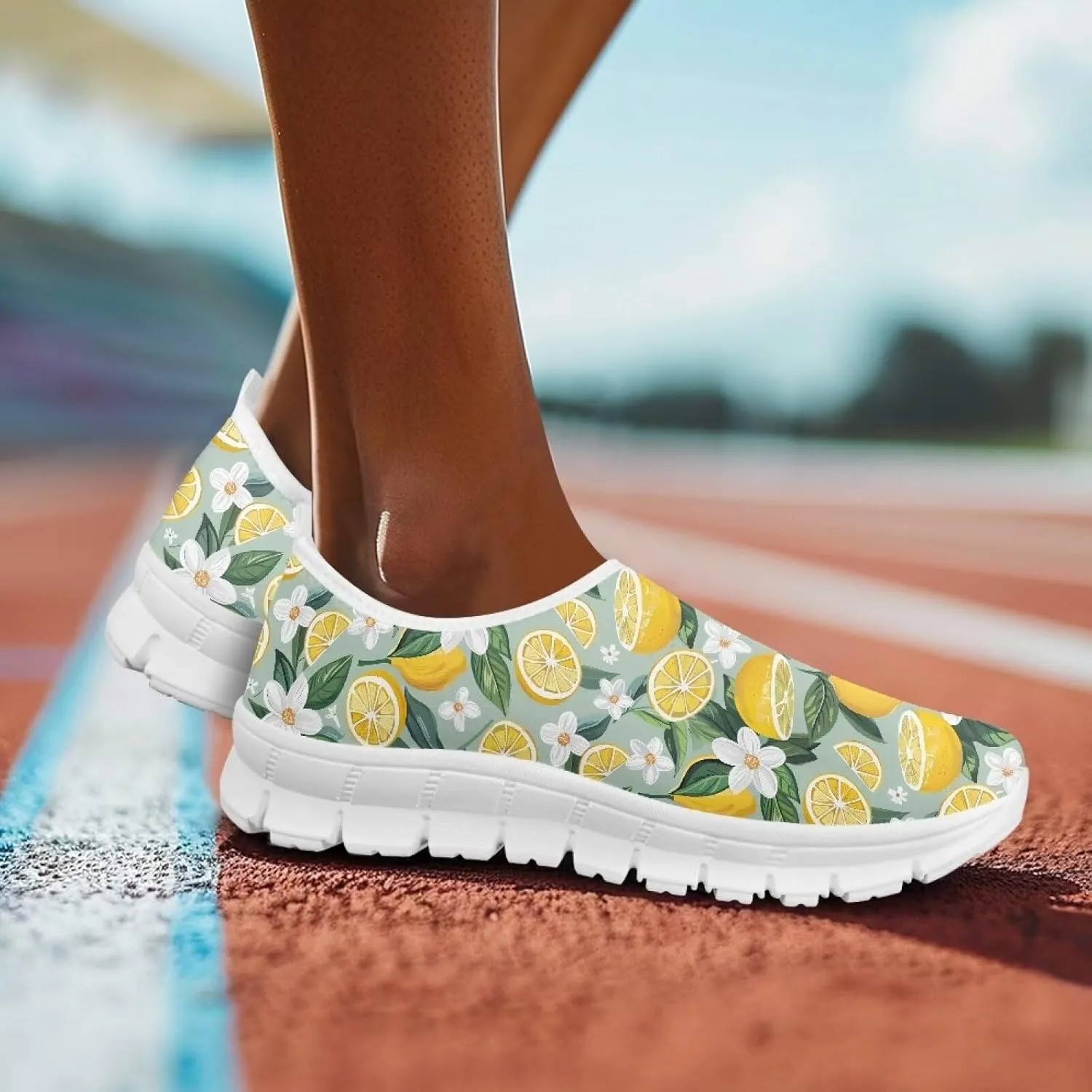 Women's Fruit Print Shoes Low Top Slip On Casual Walking Shoes Comfortable Soft-Soled Sports Running Flat Sneakers