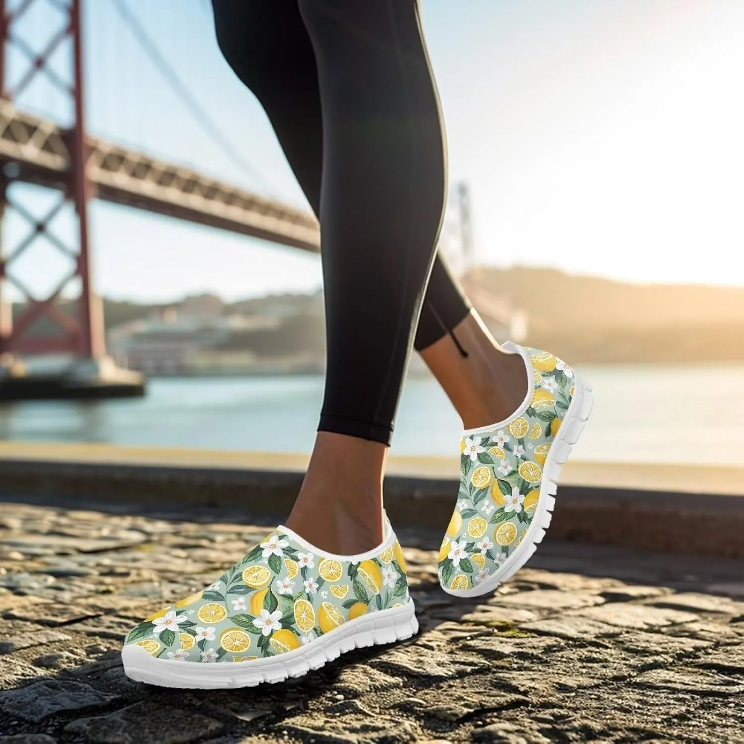 Women's Fruit Print Shoes Low Top Slip On Casual Walking Shoes Comfortable Soft-Soled Sports Running Flat Sneakers
