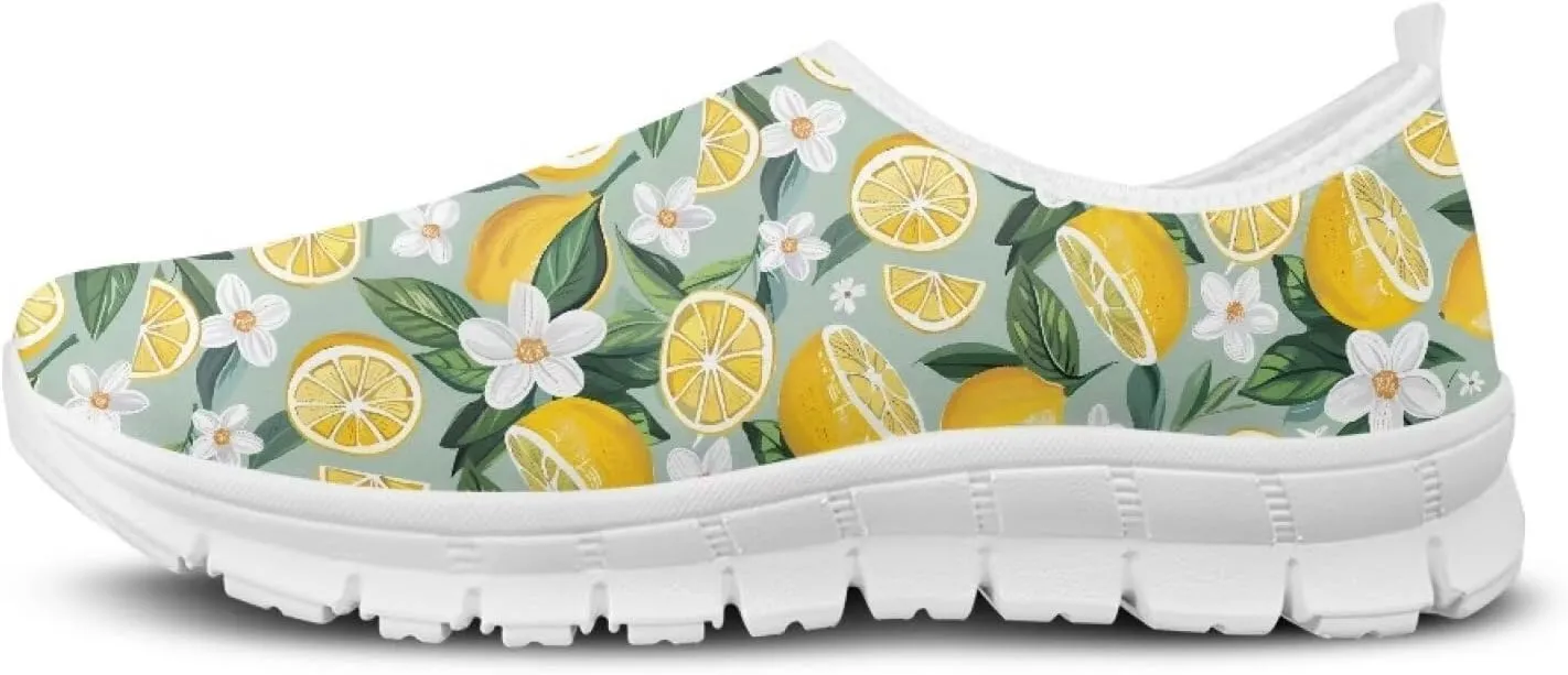 Women's Fruit Print Shoes Low Top Slip On Casual Walking Shoes Comfortable Soft-Soled Sports Running Flat Sneakers