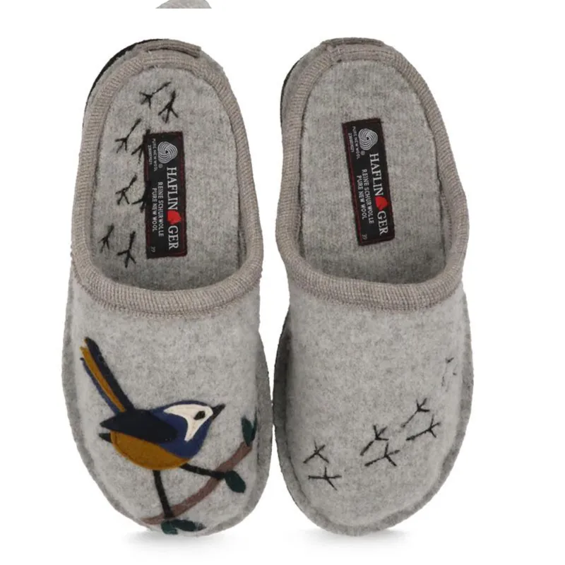 Women’s Haflinger Songbird Wool Slipper – Silver Grey