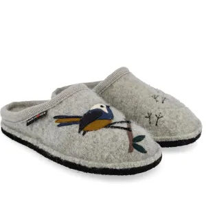 Women’s Haflinger Songbird Wool Slipper – Silver Grey