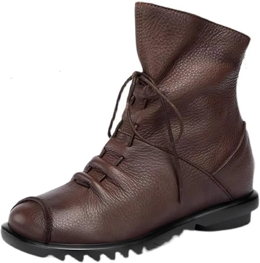 Women's Leather Casual Soft Flat Boots