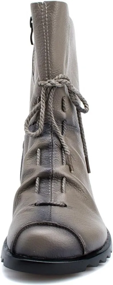 Women's Leather Casual Soft Flat Boots