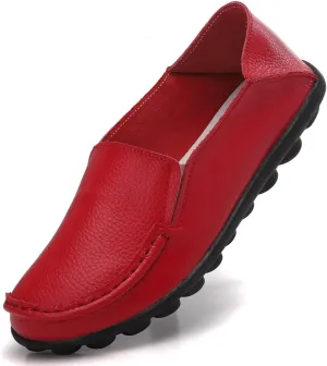 Women's Leather Loafers Comfortable Flat Shoes