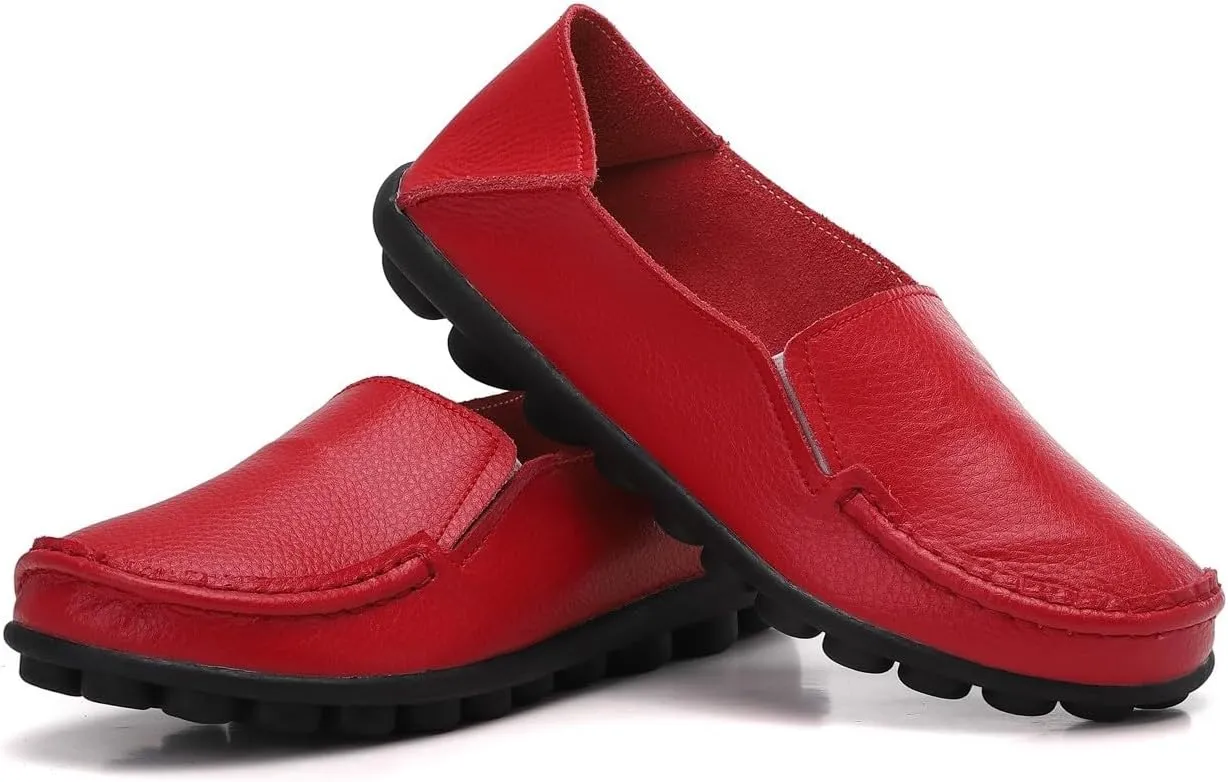 Women's Leather Loafers Comfortable Flat Shoes
