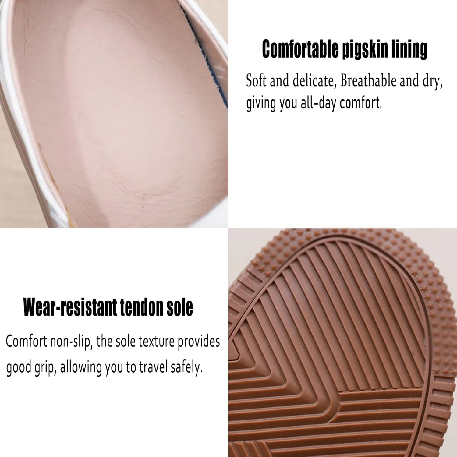Women's Leather Oxford Sneakers, Handmade Soft Sole Lace-Up Shoes, Non-Slip Flat Loafers for Casual Wear