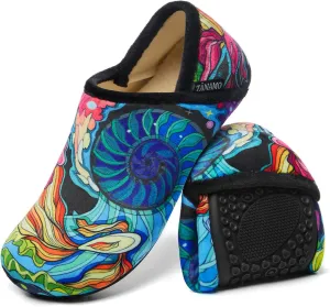 Womens Mens Slippers House Socks Two-Way Barefoot Wear Indoor Bedroom Shoes Fuzzy Comfortable for Home Travel Yoga