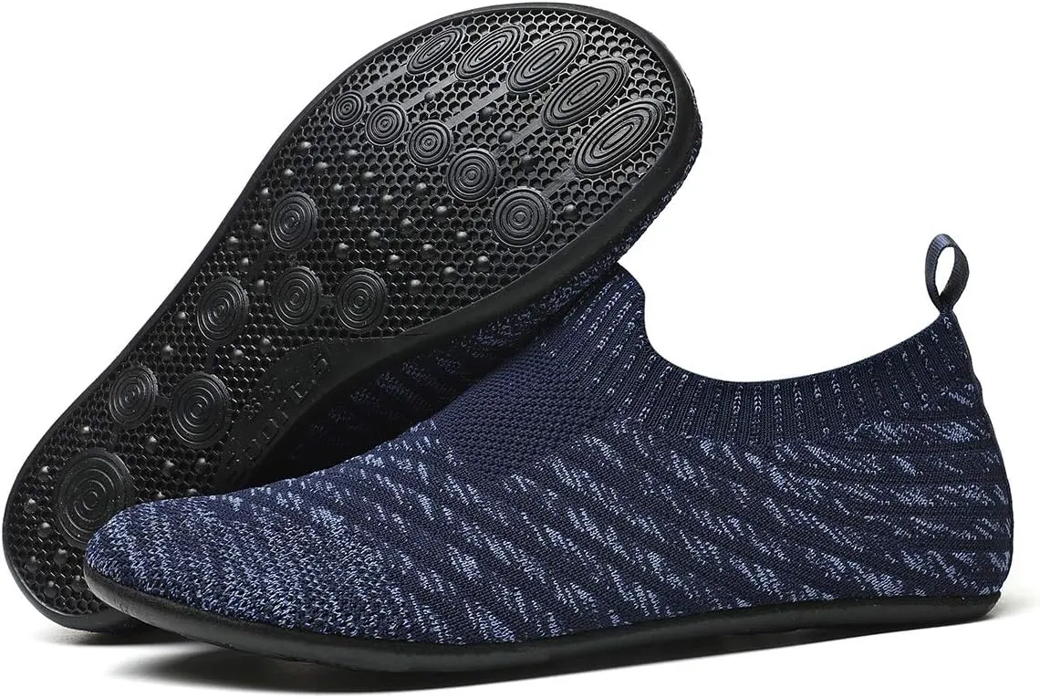 Womens Mens Slippers with Rubber Sole Ultra-Lightweight House Slipper Socks Around House Shoes Non Slip Indoor&Outdoor