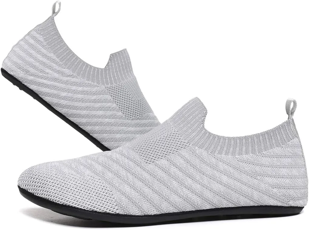 Womens Mens Slippers with Rubber Sole Ultra-Lightweight House Slipper Socks Around House Shoes Non Slip Indoor&Outdoor