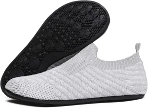 Womens Mens Slippers with Rubber Sole Ultra-Lightweight House Slipper Socks Around House Shoes Non Slip Indoor&Outdoor