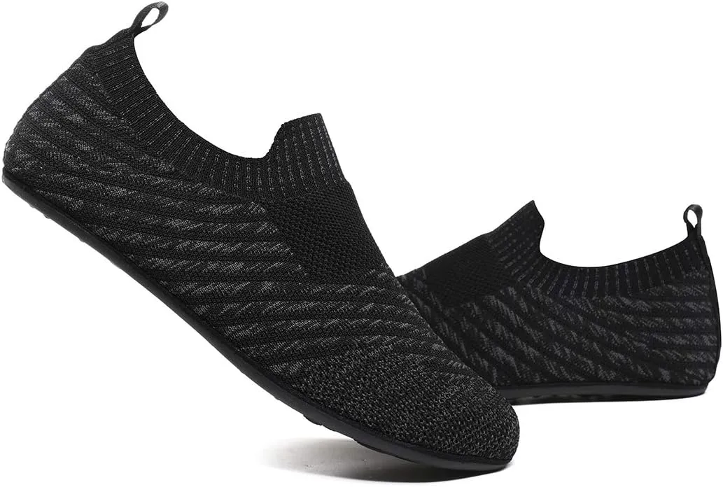 Womens Mens Slippers with Rubber Sole Ultra-Lightweight House Slipper Socks Around House Shoes Non Slip Indoor&Outdoor