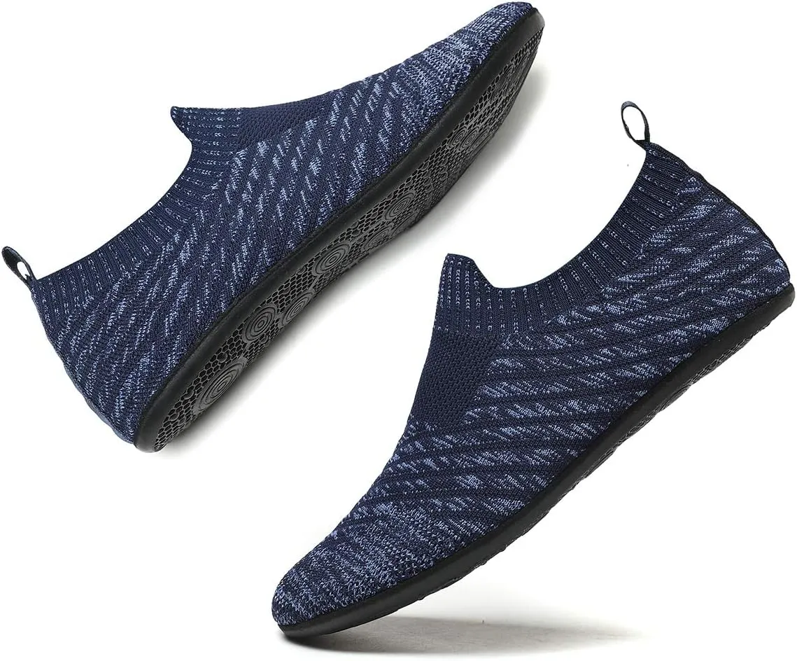 Womens Mens Slippers with Rubber Sole Ultra-Lightweight House Slipper Socks Around House Shoes Non Slip Indoor&Outdoor