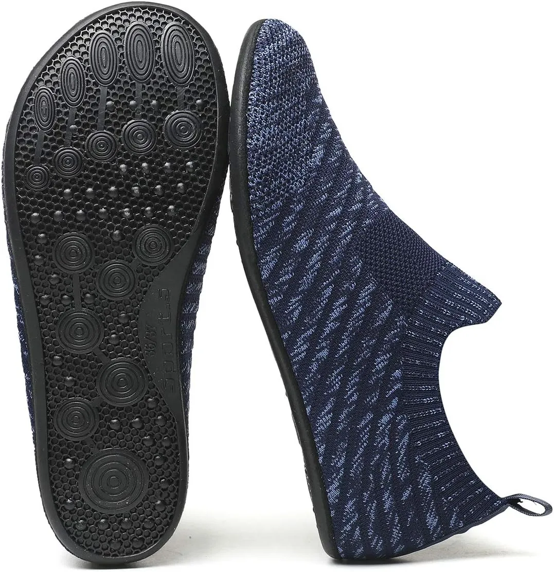 Womens Mens Slippers with Rubber Sole Ultra-Lightweight House Slipper Socks Around House Shoes Non Slip Indoor&Outdoor