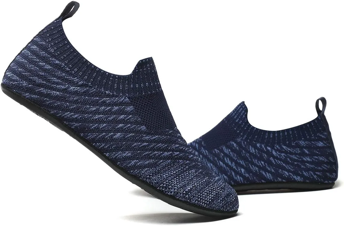Womens Mens Slippers with Rubber Sole Ultra-Lightweight House Slipper Socks Around House Shoes Non Slip Indoor&Outdoor