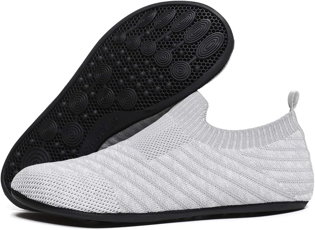 Womens Mens Slippers with Rubber Sole Ultra-Lightweight House Slipper Socks Around House Shoes Non Slip Indoor&Outdoor