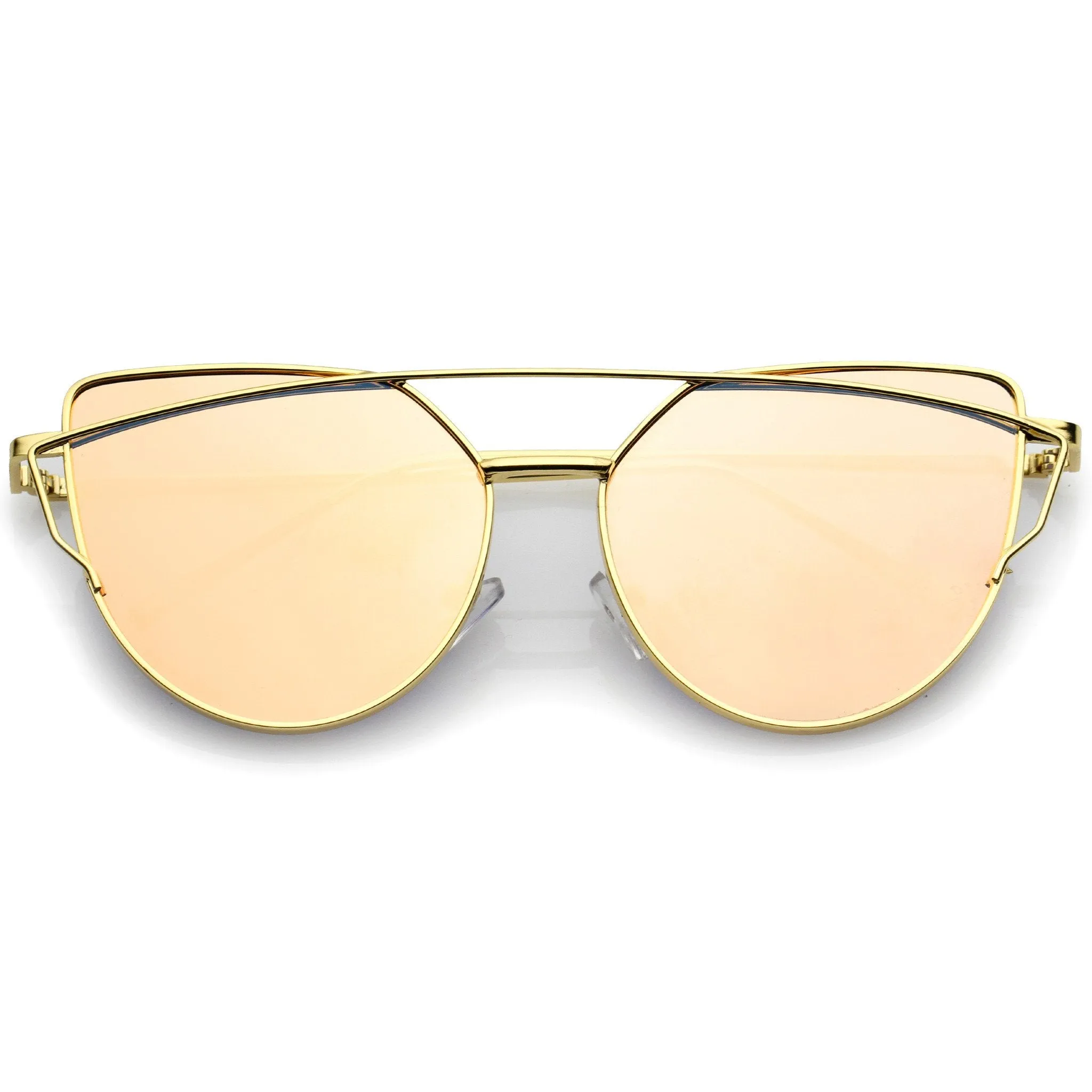 Women's Mid Size Metal Flat Lens Cat Eye Sunglasses C051