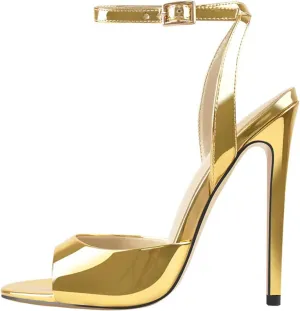 Women's Peep Toe 12cm Thin Heel Pumps - Open Toe Big Size Summer Sandals
