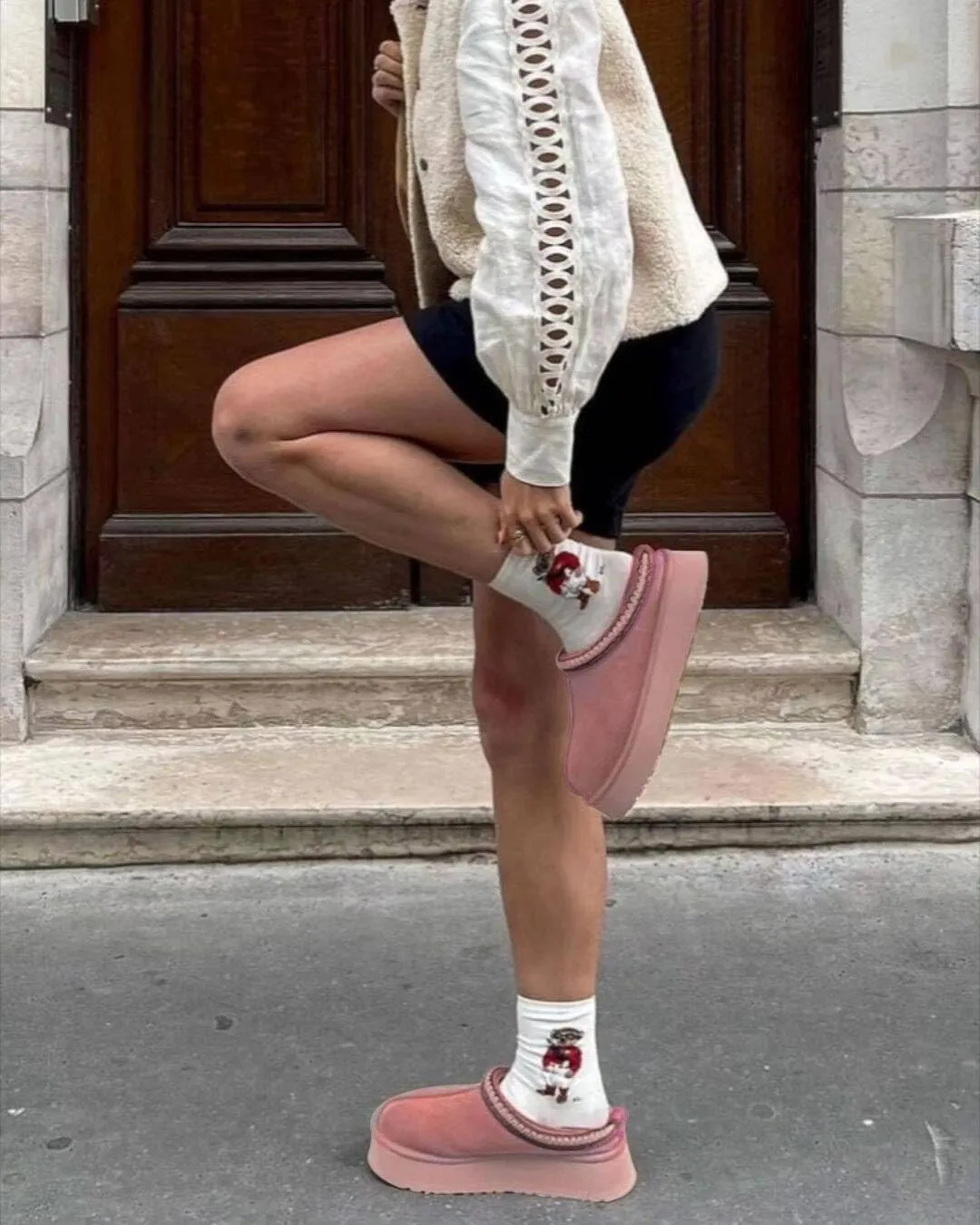 Women's Platform Mini Boots Slippers for Women Indoor Slippers Slip on Fur Fleece Lined Suede Short Ankle Boots