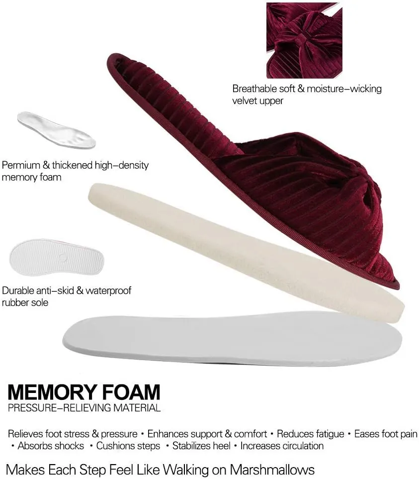 Women's Royal Cozy Slide Memory Foam Spa Thong Flip Flop House Indoor Plush Slipper