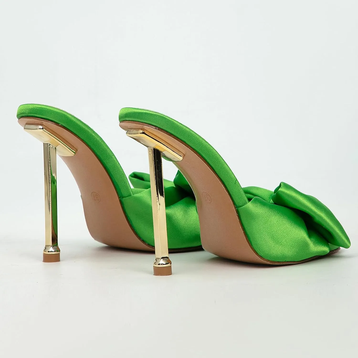 Women's Satin Bow-Knot Sexy Stiletto Dress Sandals Fashion Comfortable Square Open Toe Slip On Super High Heel Party Slides Sandals for Prom Wedding Date