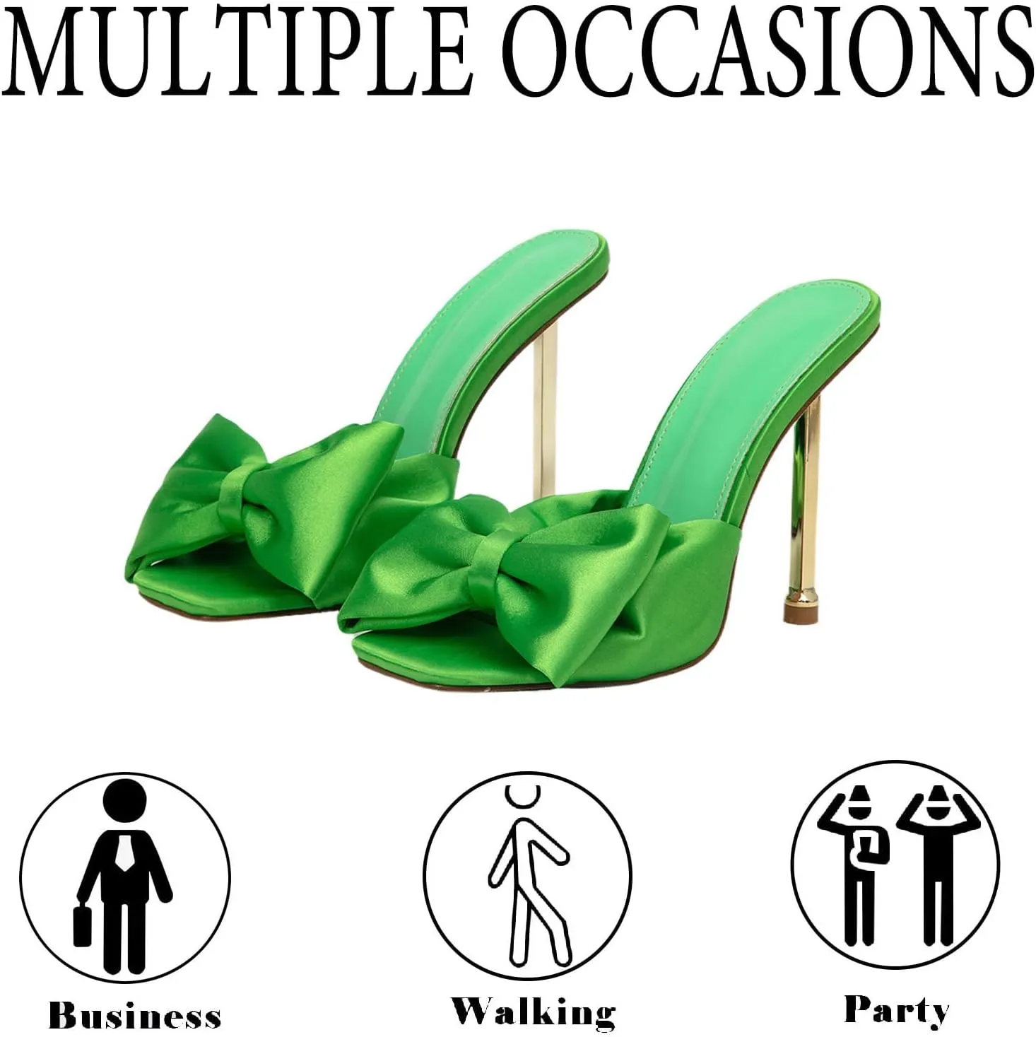 Women's Satin Bow-Knot Sexy Stiletto Dress Sandals Fashion Comfortable Square Open Toe Slip On Super High Heel Party Slides Sandals for Prom Wedding Date